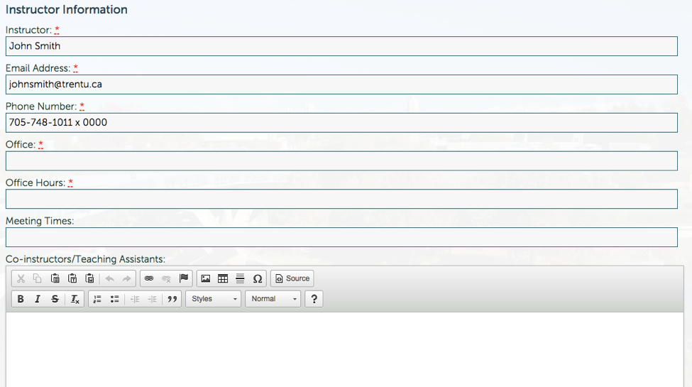 Instructor Information