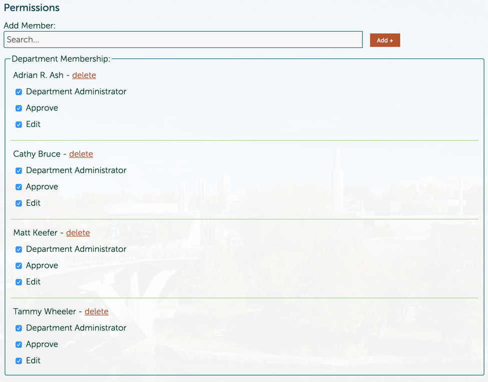 Managing departmental administrators