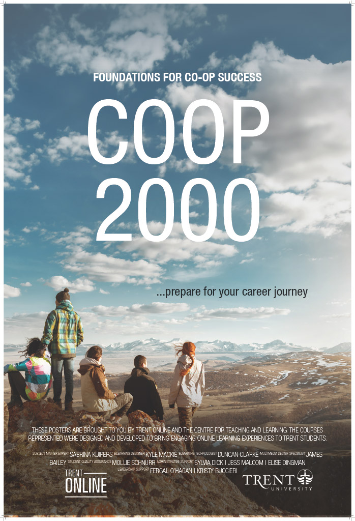 A movie-style poster for COOP 2000H featuring five youths looking out over a remote mountain range.