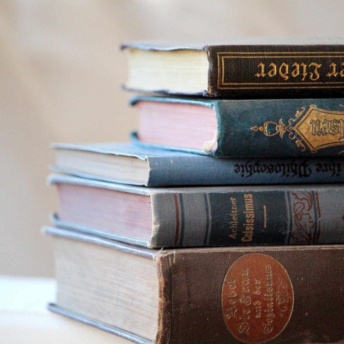 stack of five books