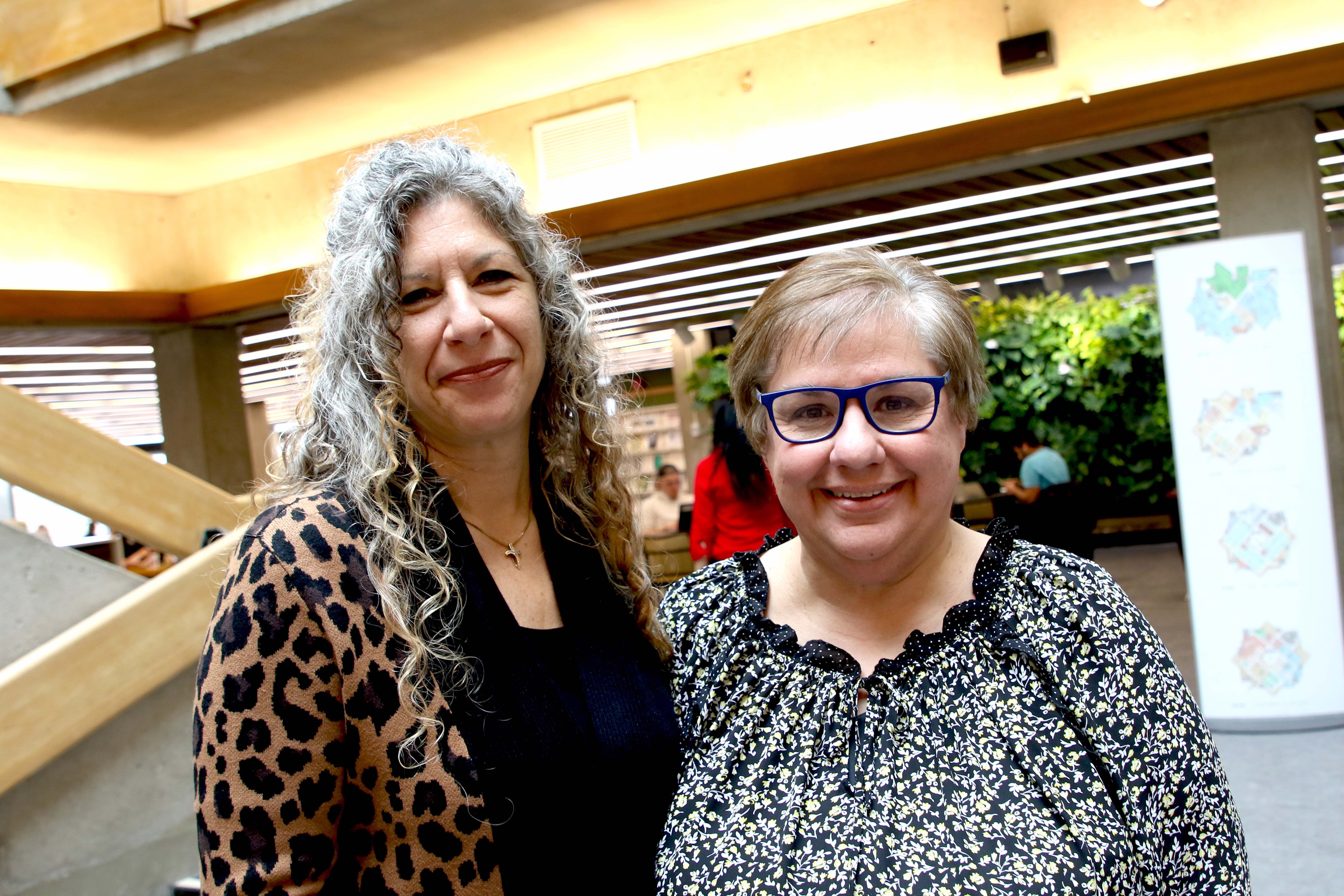Anne Celestini and Catherine Thibeault smiling in bata library