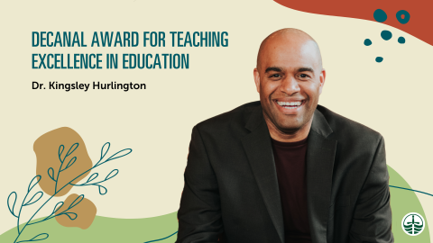 Kingsley Hurlington smiling on a poster for his award