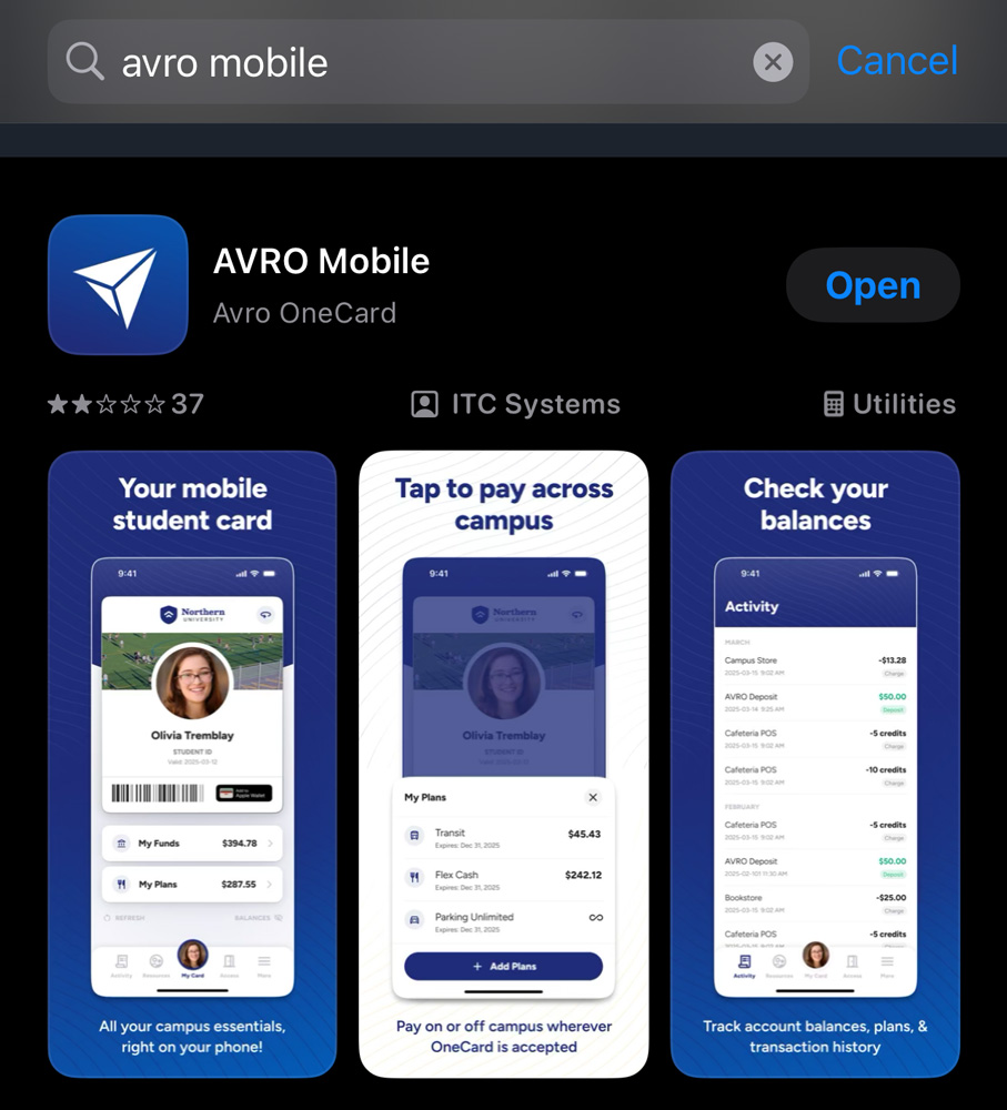 Screenshot of Avro Mobile in the App store