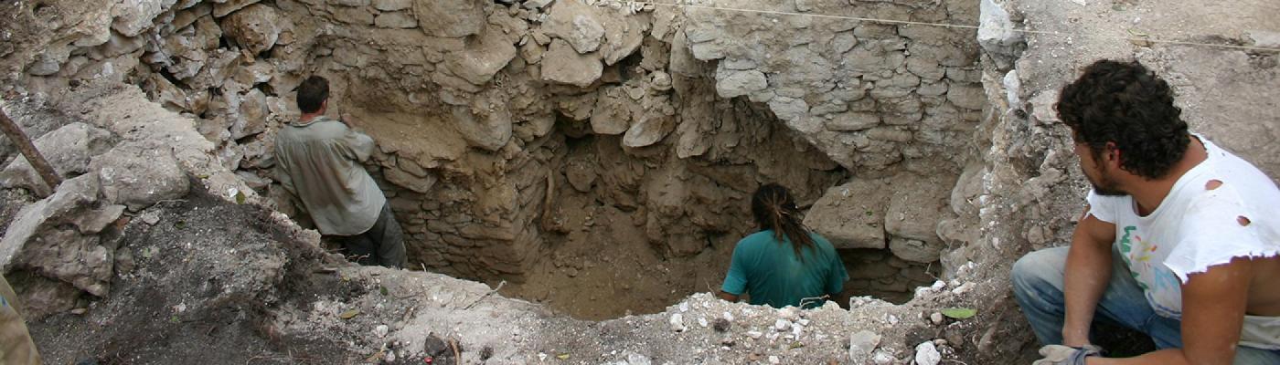 Trent archaeologists and researchers digging and researching at a sit 