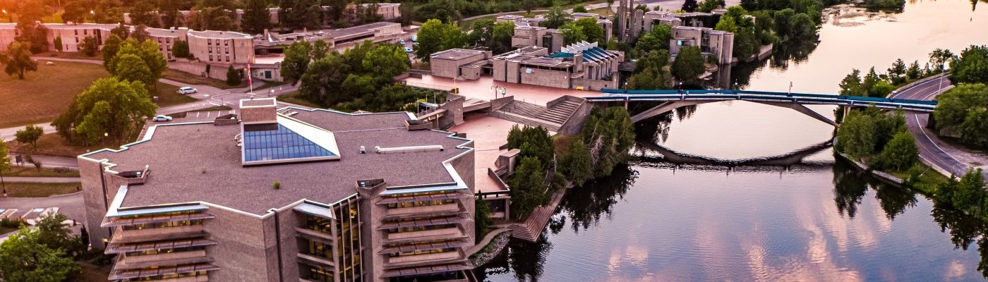 Bata Library sunset at river