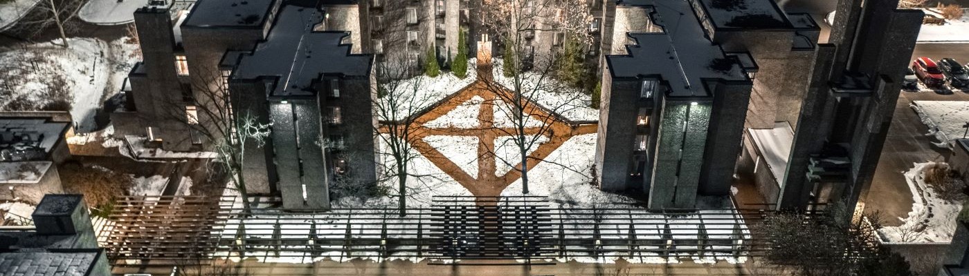 Champlain College at night